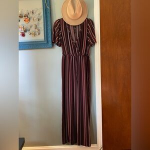 Xhilaration Size L Short Sleeve Wide Leg Jumpsuit